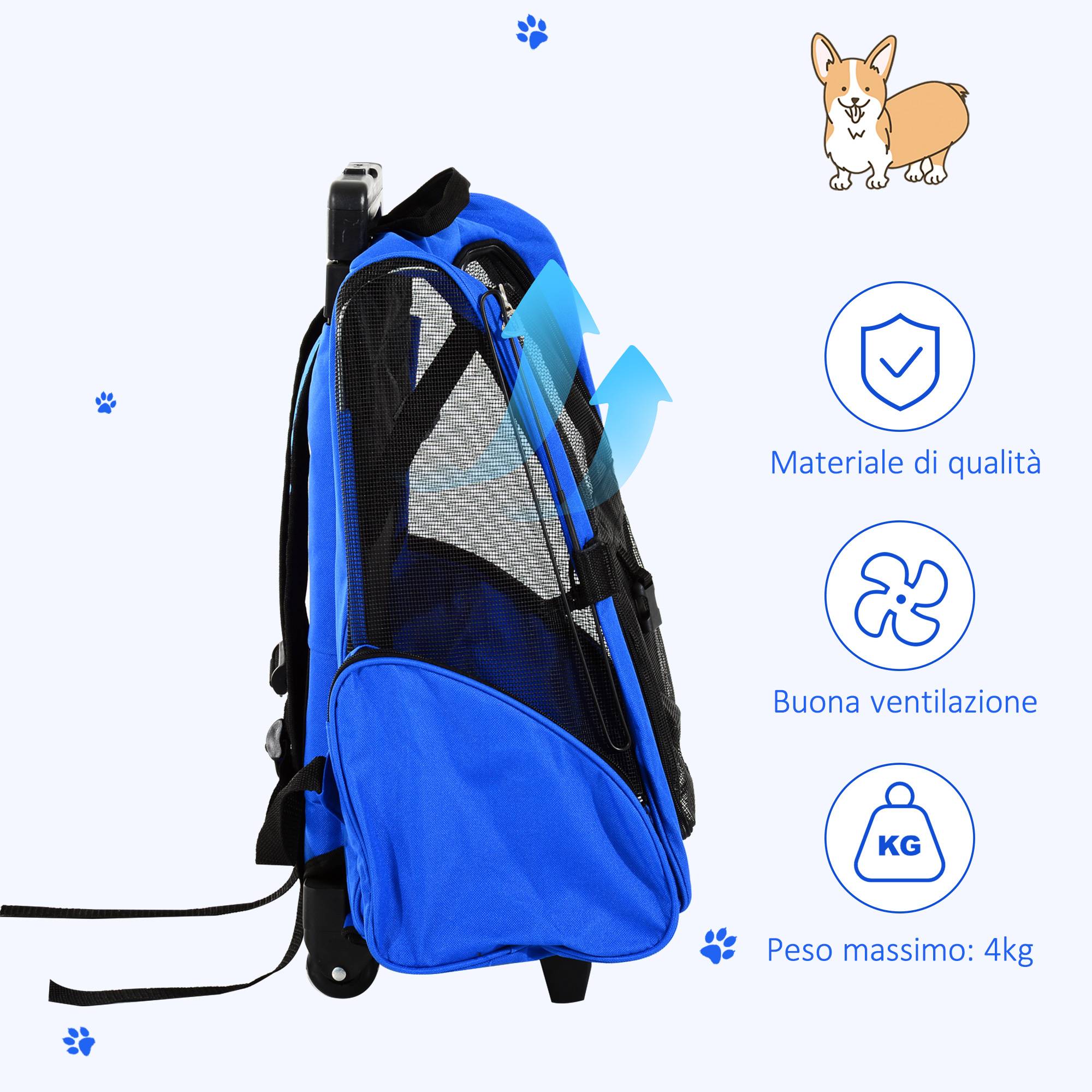 Sac à dos chariot 2 en 1 métal et Oxford pour chat et chien transport facile bleu - ComfortXL Outdoor Living - Image 9