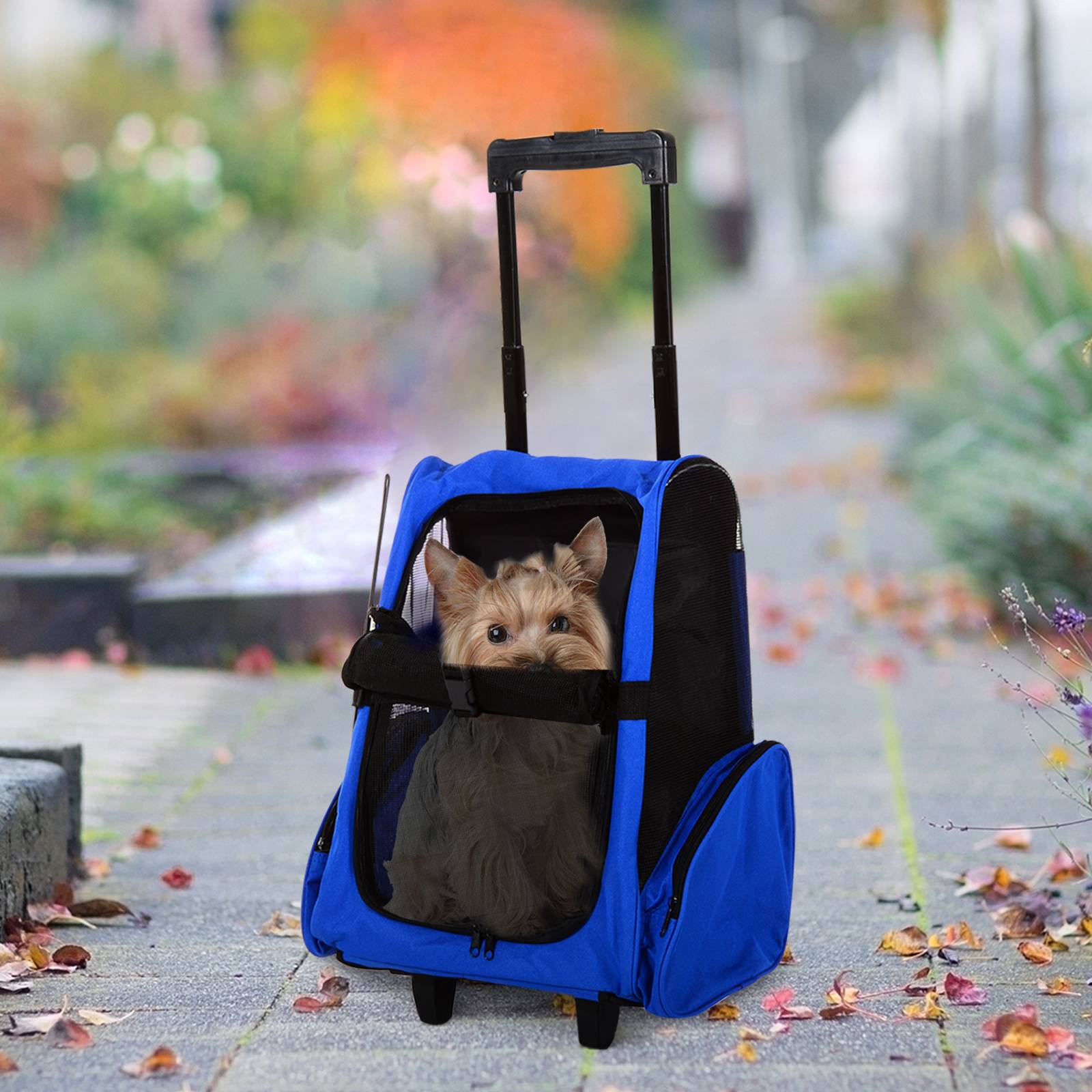 Sac à dos chariot 2 en 1 métal et Oxford pour chat et chien transport facile bleu - ComfortXL Outdoor Living - Image 4
