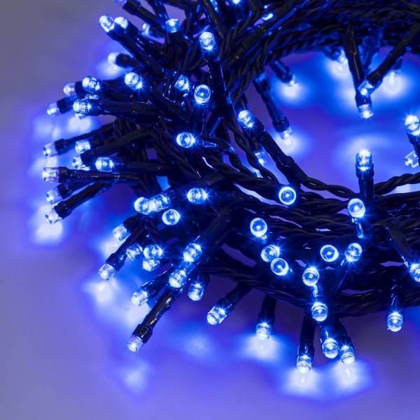 Lotti - Guirlande lumineuse extérieure 12,5M 300 LED bleu 8 jeux de lumière timer câble vert Lotti - Image 1