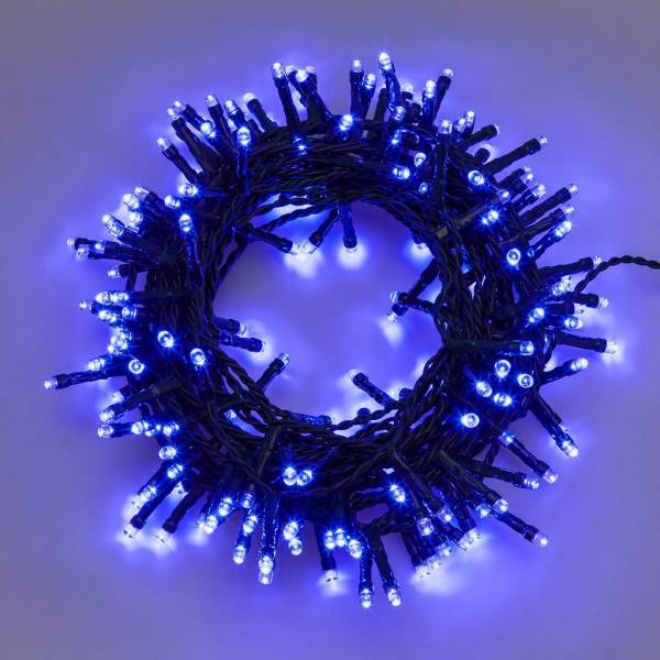 Lotti - Guirlande lumineuse extérieure 12,5M 300 LED bleu 8 jeux de lumière timer câble vert Lotti - Image 5