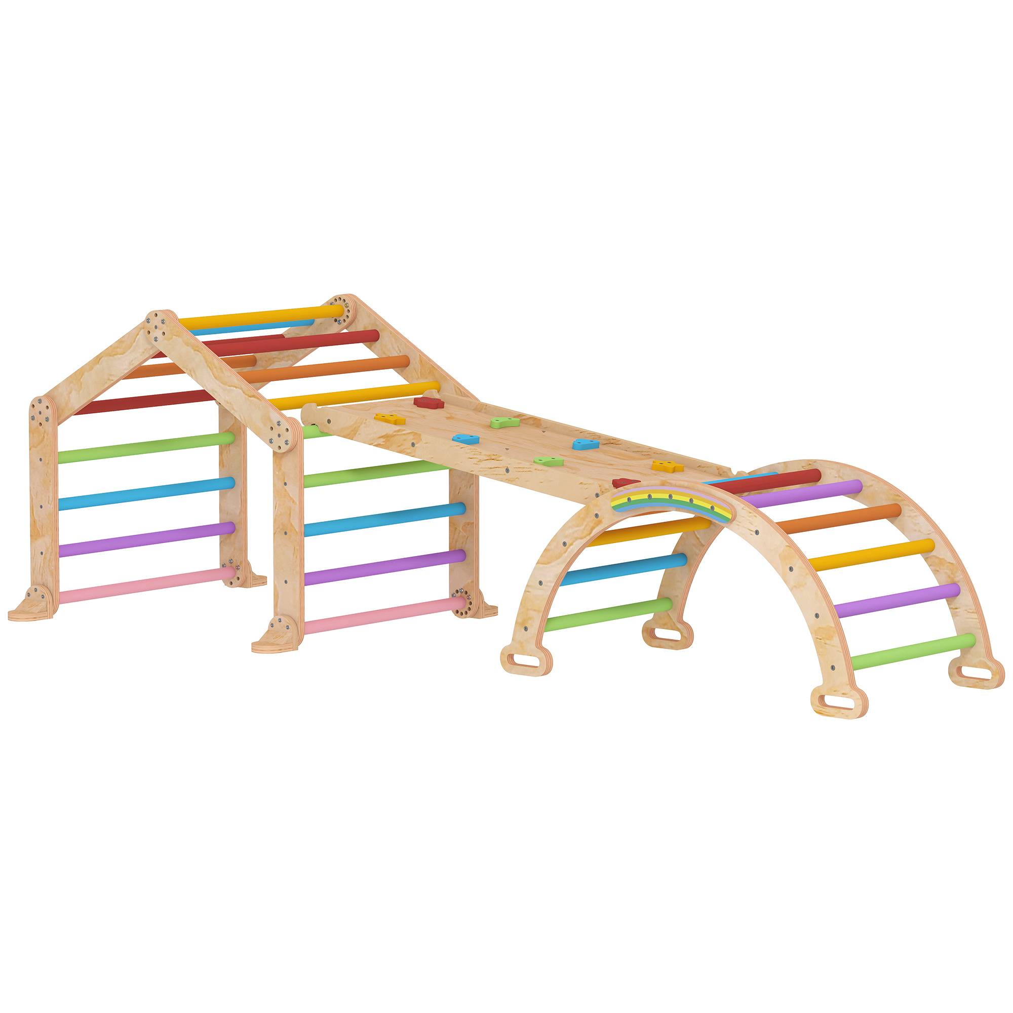 Triangle d'escalade enfant avec rampe réversible toboggan bascule et structure d'escalade multicolore - Image 2