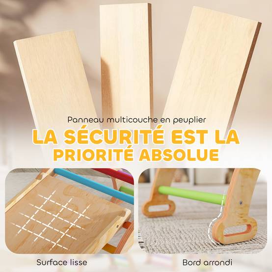 Triangle d'escalade enfant avec rampe réversible toboggan bascule et structure d'escalade multicolore - Image 7
