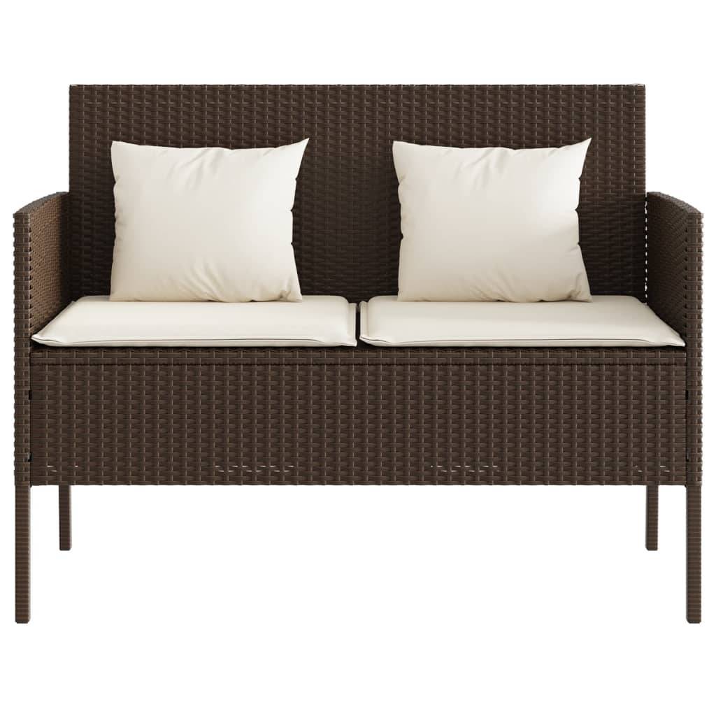 Banc de jardin - Banc d'extérieur - Banquette avec coussins marron résine tressée-JU11371 - Image 4