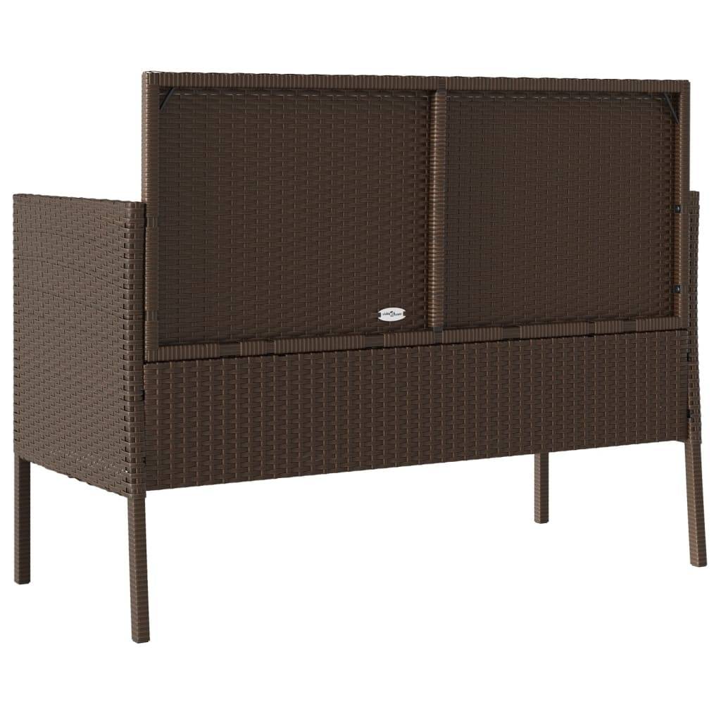 Banc de jardin - Banc d'extérieur - Banquette avec coussins marron résine tressée-JU11371 - Image 6