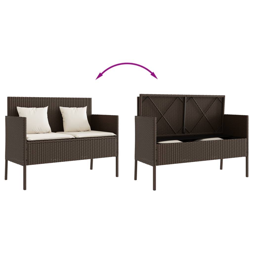 Banc de jardin - Banc d'extérieur - Banquette avec coussins marron résine tressée-JU11371 - Image 7