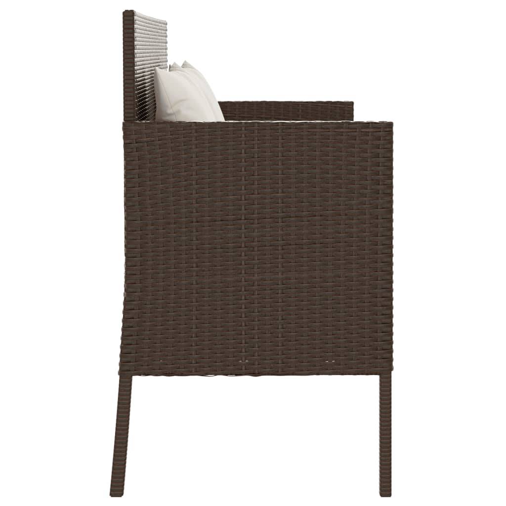 Banc de jardin - Banc d'extérieur - Banquette avec coussins marron résine tressée-JU11371 - Image 5