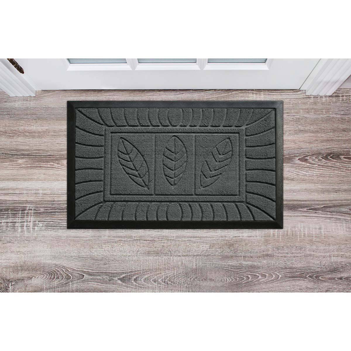 Tapis d'Entrée "Feuilles" 45x75cm Gris - Image 3
