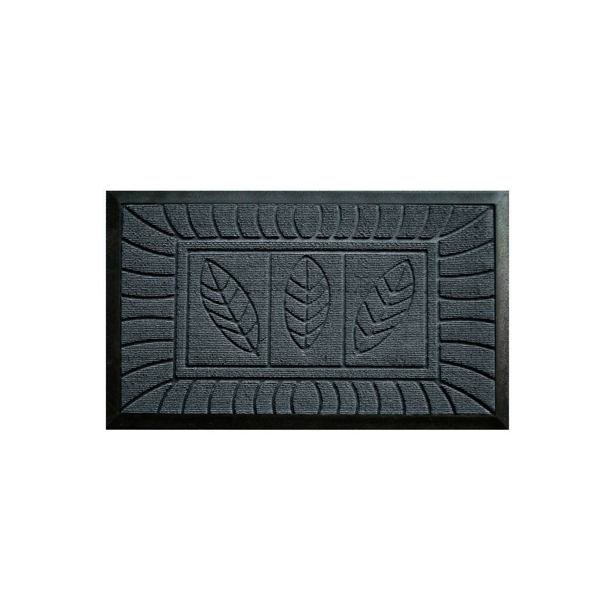 Tapis d'Entrée "Feuilles" 45x75cm Gris - Image 1