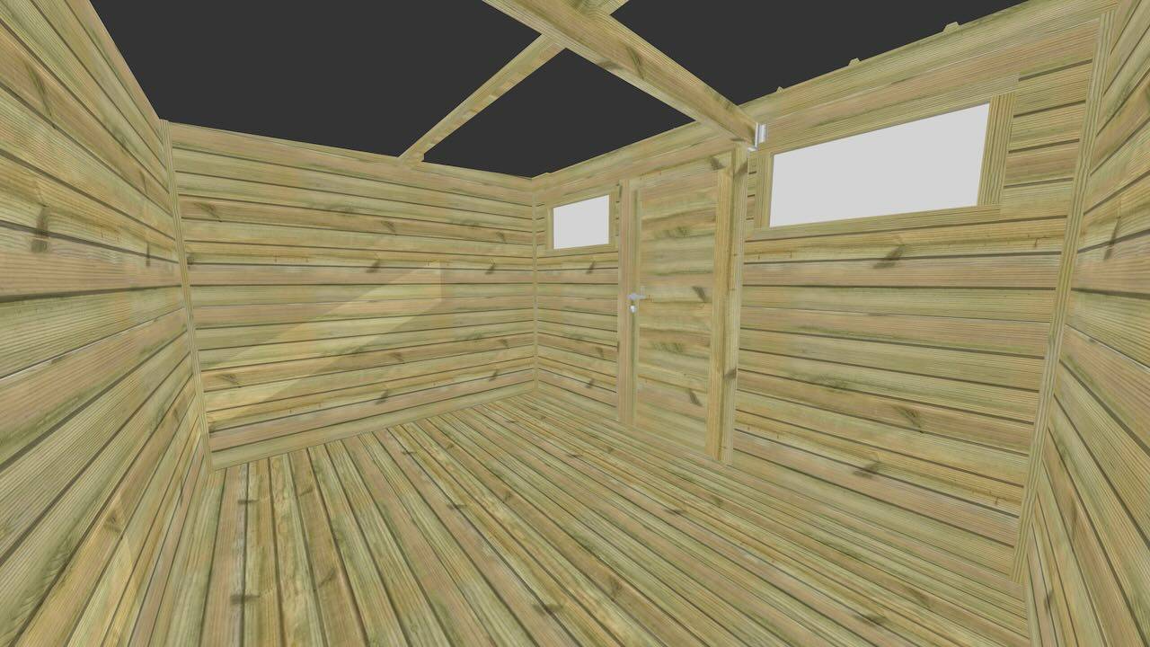 Abri Français - ABRI DE JARDIN bois autoclave 27mm - 4,44x2,64m / 12m2 - Bac acier - Plancher bois - Image 5