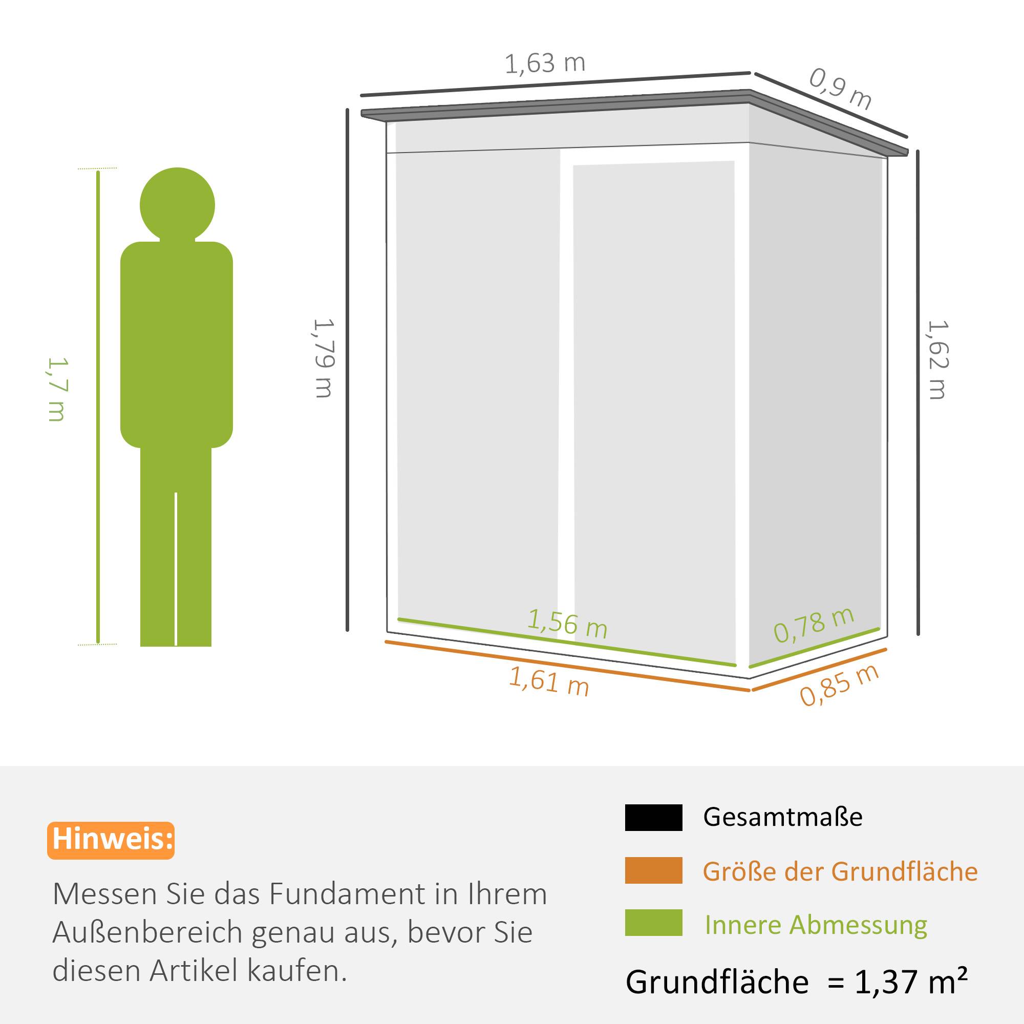 Abri de jardin métallique 1,37 m² verrouillable avec ventilation toit pentu rangement outils extérieur - Image 5