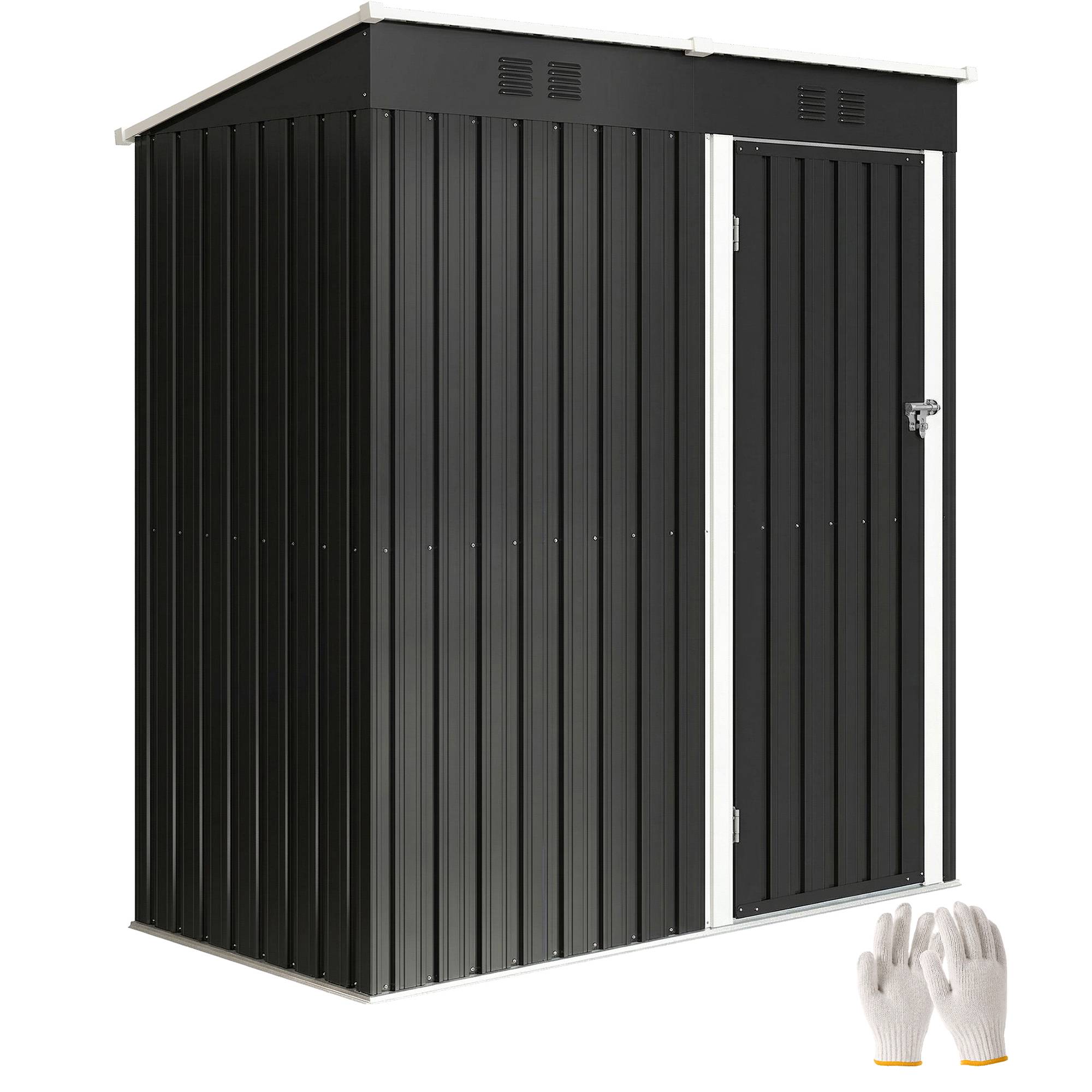 Abri de jardin métallique 1,37 m² verrouillable avec ventilation toit pentu rangement outils extérieur