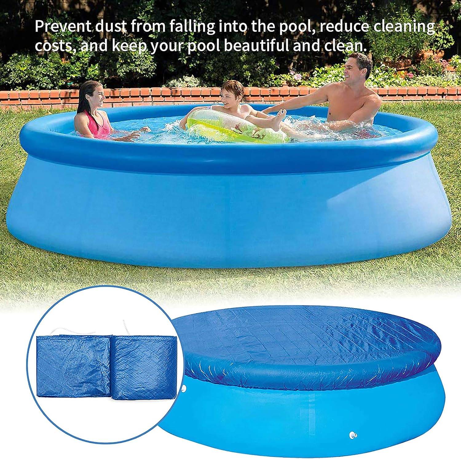 IntiMeg - Diamètre Bâches/Couverture de Protection avec Attaches en Corde,pour Piscines Hors Sol Rondes( 183 cm） IntiMeg - Image 3
