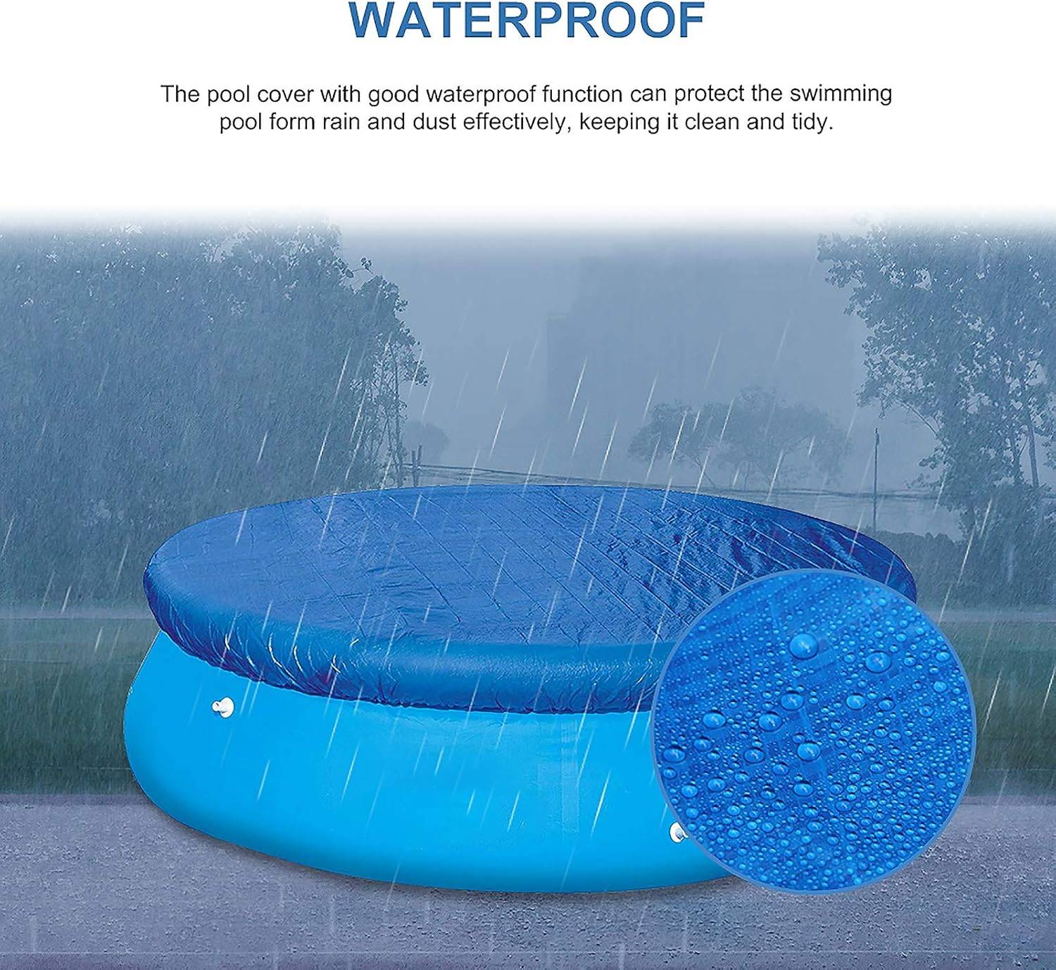 IntiMeg - Diamètre Bâches/Couverture de Protection avec Attaches en Corde,pour Piscines Hors Sol Rondes( 183 cm） IntiMeg - Image 4