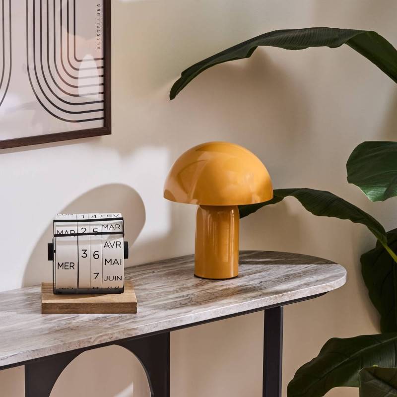 Lampe champignon H24,5 cm Lito métal ocre Atmosphera - Image 2
