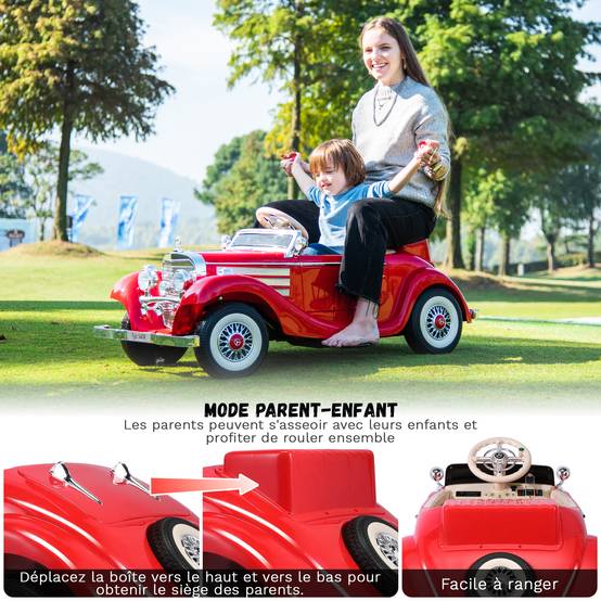 0 - Voiture électrique pour enfants Mercedes Benz Old Retro Classic 12 V - Rouge - Image 4