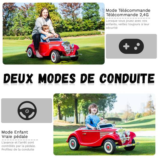 0 - Voiture électrique pour enfants Mercedes Benz Old Retro Classic 12 V - Rouge - Image 3