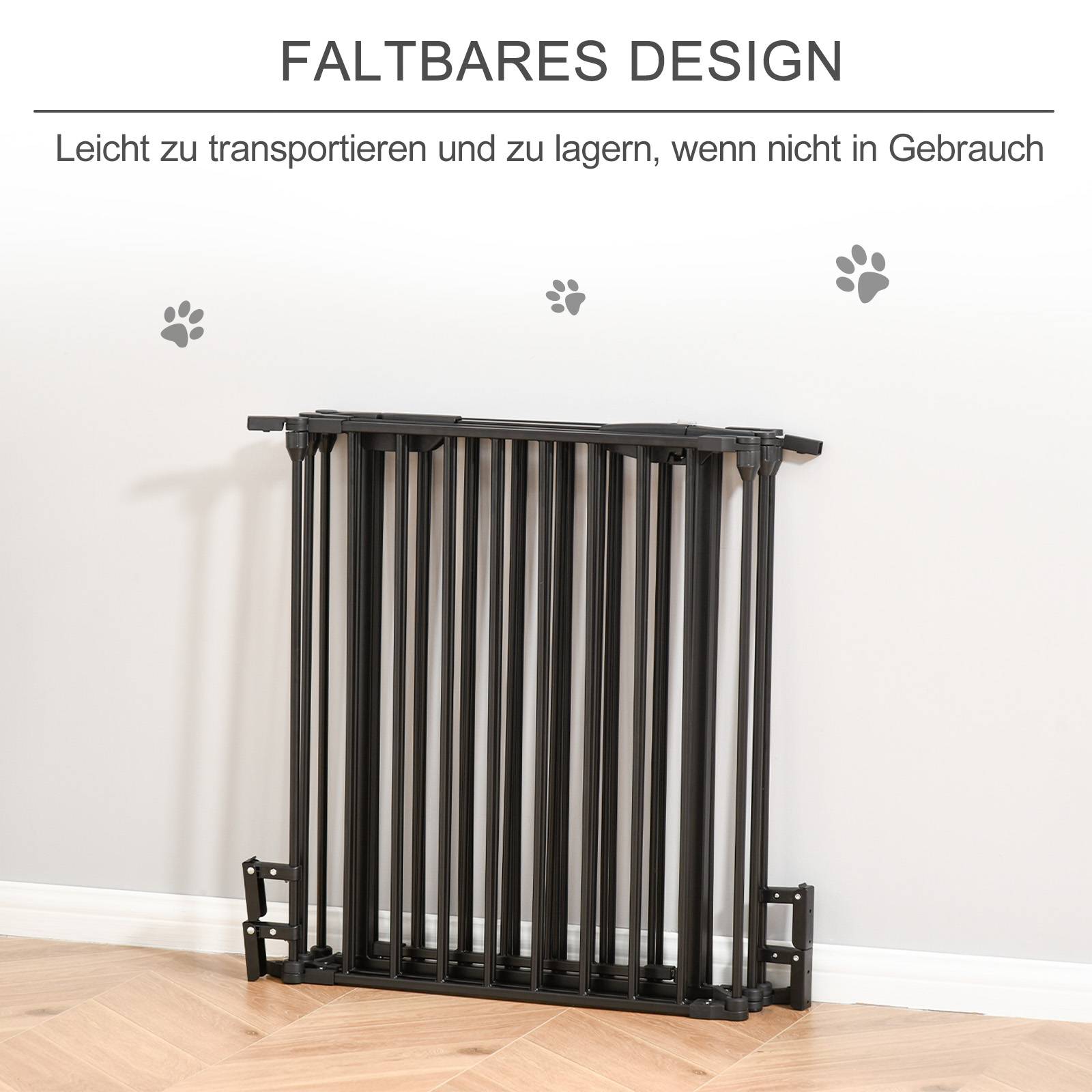 Barrière Sécurité Chien 2en1 Métal Parc Chiot Modulable 5 Panneaux Pliable 300cm Noir - ComfortXL Pet Living - Image 5