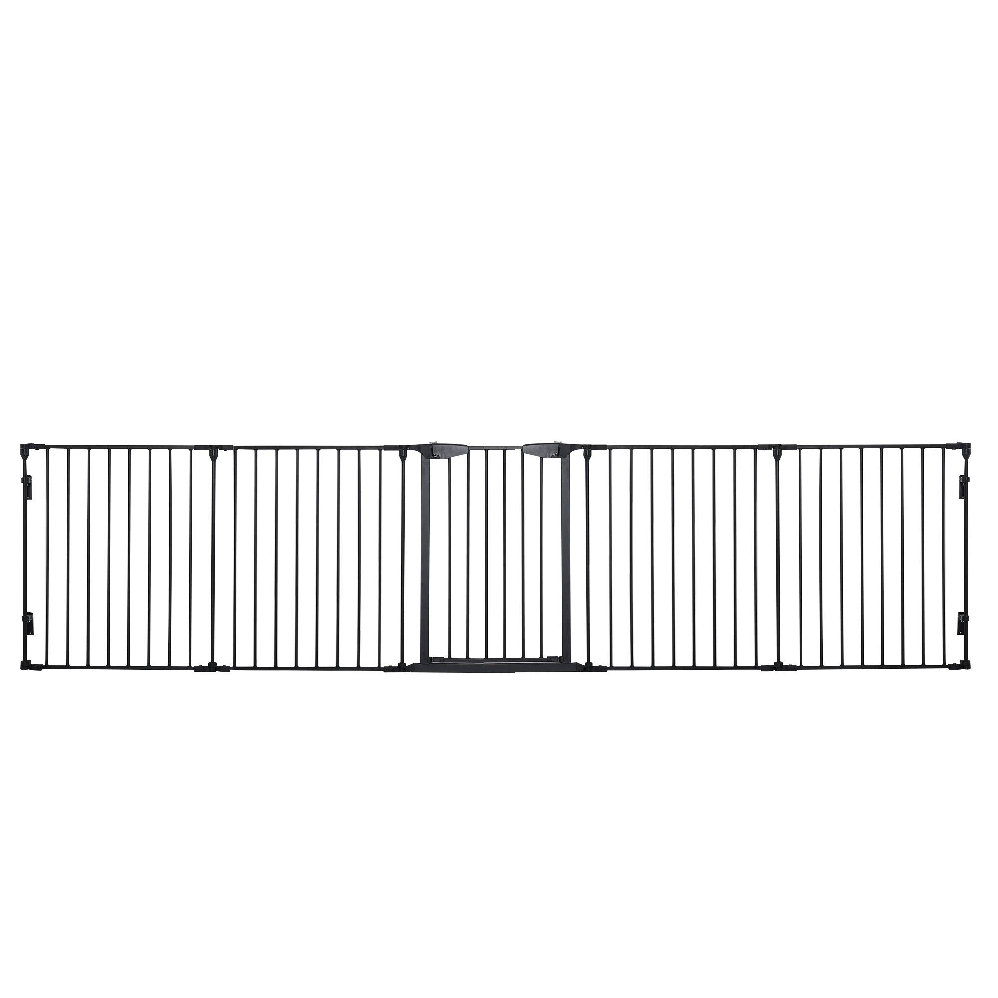 Barrière Sécurité Chien 2en1 Métal Parc Chiot Modulable 5 Panneaux Pliable 300cm Noir - ComfortXL Pet Living - Image 2