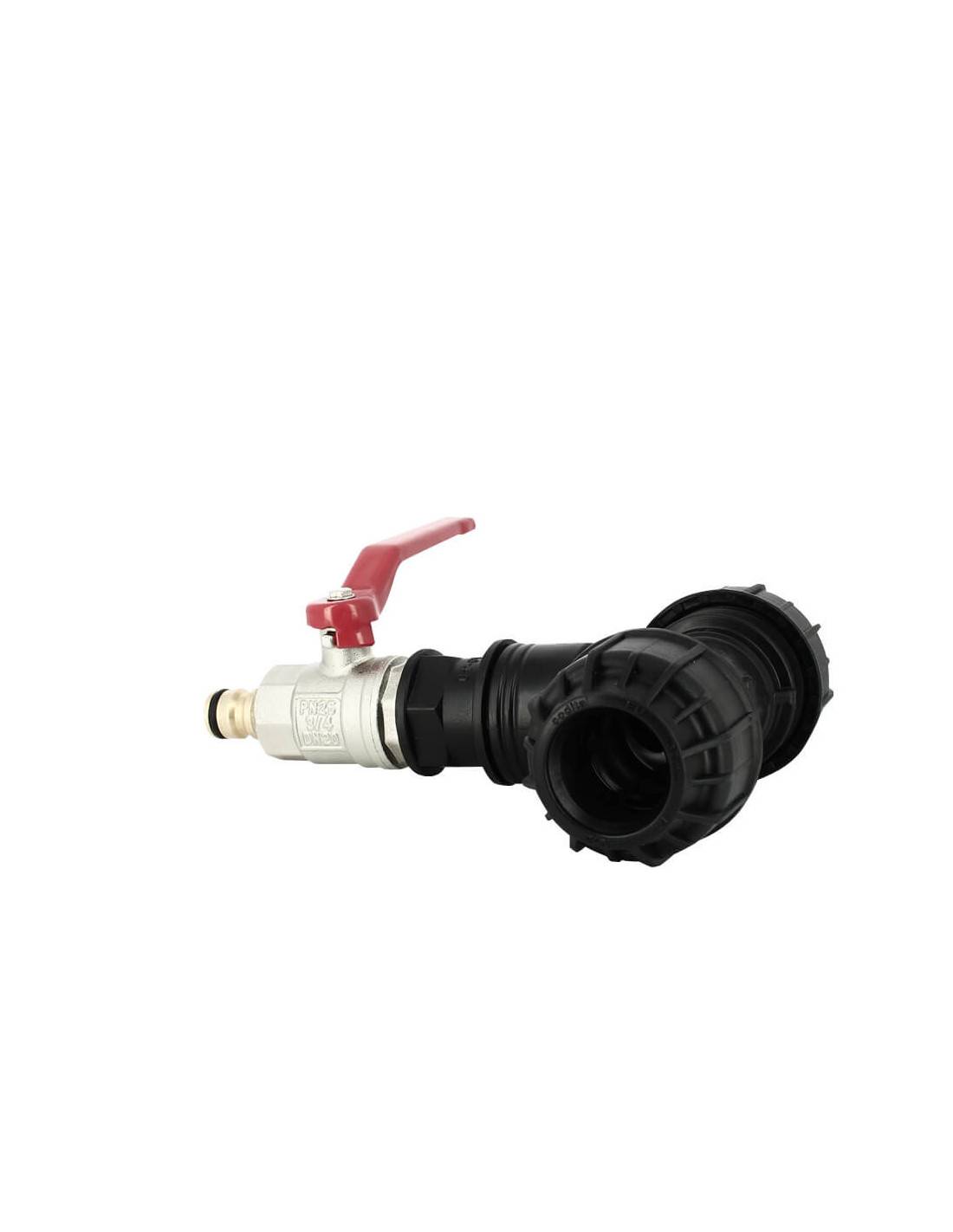 Kit couplage cuve - Raccord Té 32 mm + Vanne 1/4 de tour + Embout rapide - Image 2