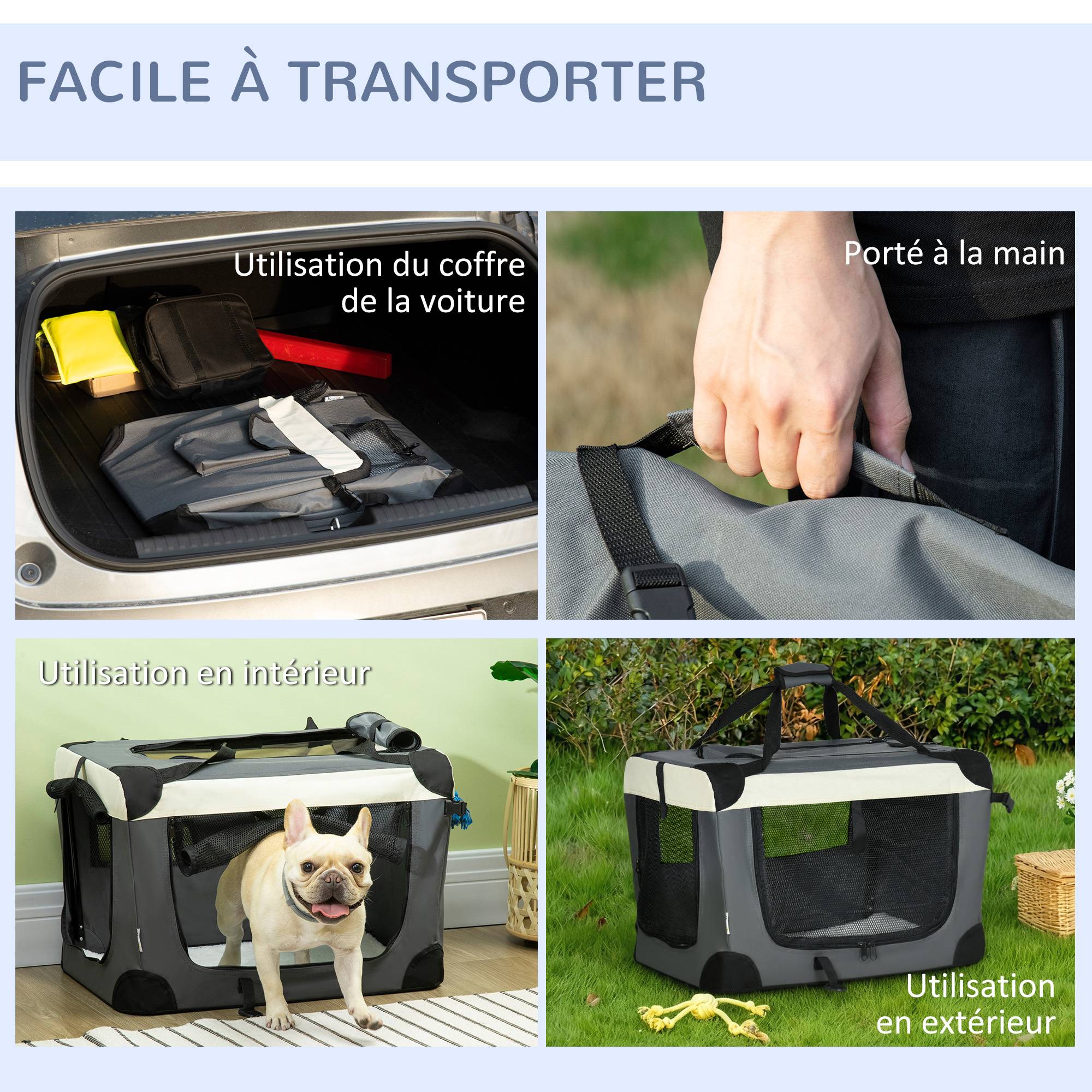 Sac de transport pliable polyester et acier gris noir 60 x 41 x 41 cm - PANGIVO - Image 10