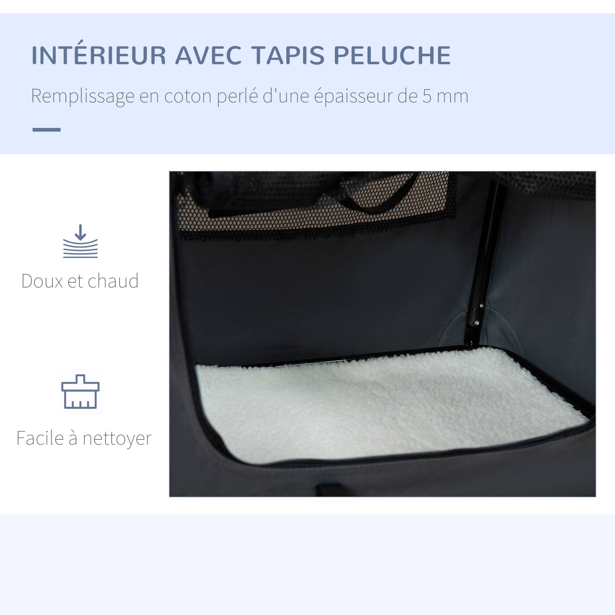 Sac de transport pliable polyester et acier gris noir 60 x 41 x 41 cm - PANGIVO - Image 7