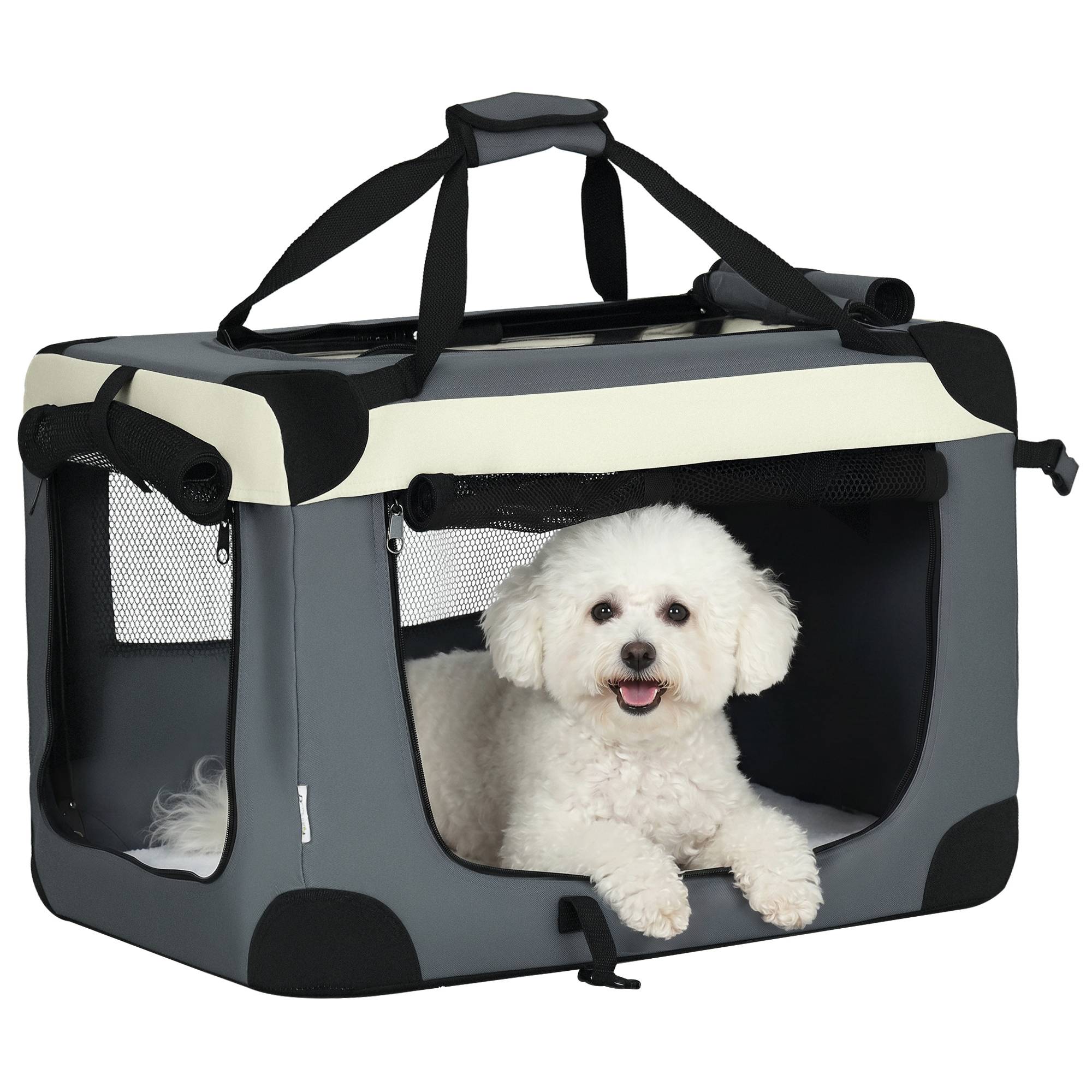 Sac de transport pliable polyester et acier gris noir 60 x 41 x 41 cm - PANGIVO - Image 1