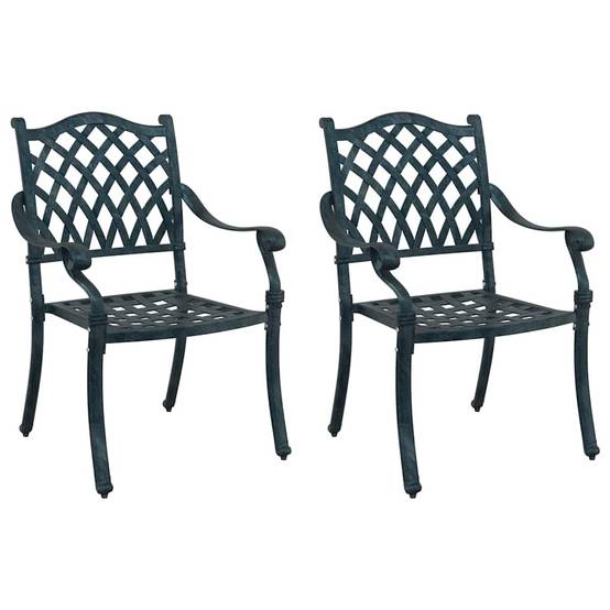 Chaise de jardin aluminium vert 56 x 55 x 92,5 cm (Lot de 2) - PANGIVO - Image 2