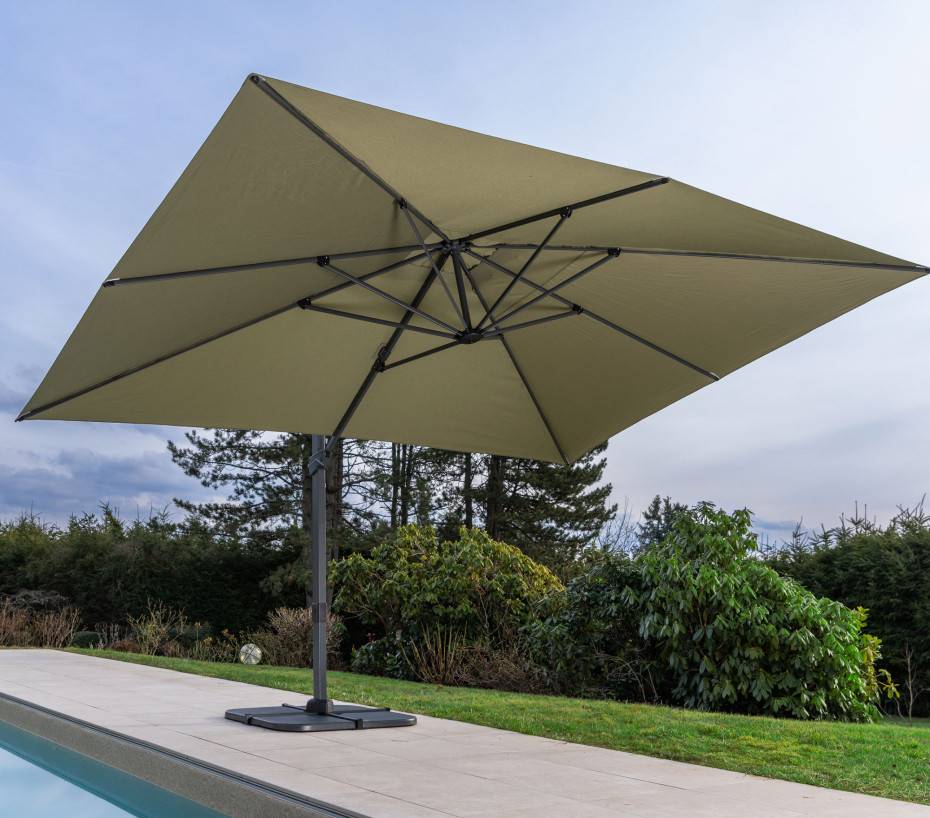 Parasol déporté 4x3m  vert mélèze  SAPHIR - Image 1