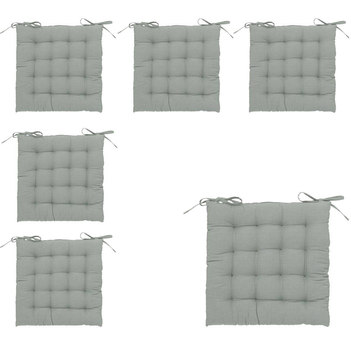 Lot de 6 Galettes de chaise en Coton Vert Céladon 38 x 38 cm - Image 1