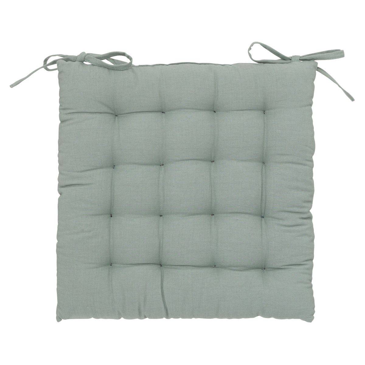 Lot de 6 Galettes de chaise en Coton Vert Céladon 38 x 38 cm - Image 3