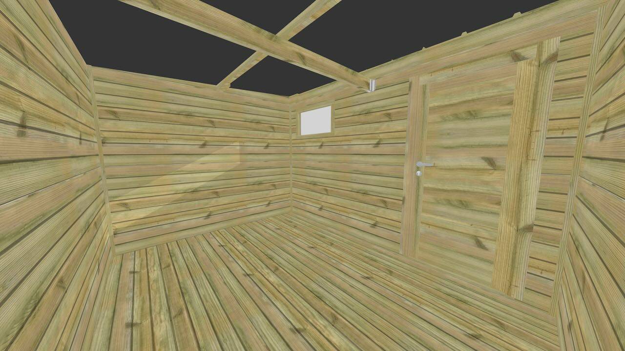 Abri Français - ABRI DE JARDIN bois autoclave 27mm - 4,44x2,64m / 12m2 - Bac acier - Plancher bois - Image 5