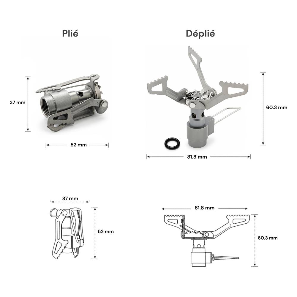 Brûleur pliable et support de cartouche inox Trailgaz Titanium Plus pour camping et randonnée - Image 6