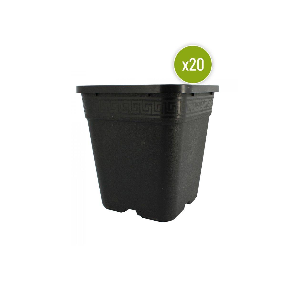Lot de 20 POTS CARRES NOIRS 19 x 19 x 21 cm - 6 L - Image 1