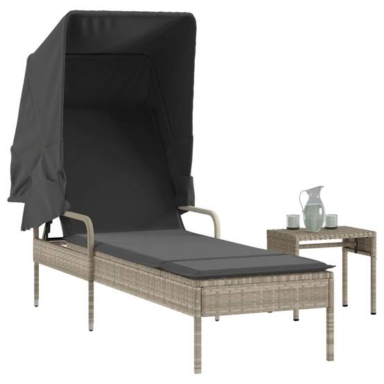 Bain de Soleil Rotin Synthétique Table et Toit Gris Clair – ComfortXL Outdoor Living - Image 1