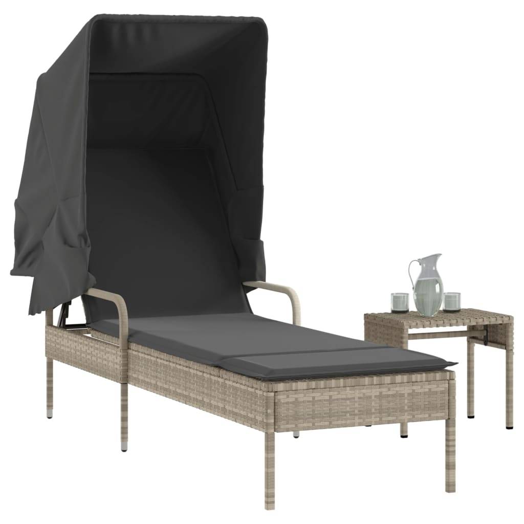 Bain de Soleil Rotin Synthétique Table et Toit Gris Clair – ComfortXL Outdoor Living - Image 1