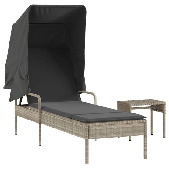 Bain de Soleil Rotin Synthétique Table et Toit Gris Clair – ComfortXL Outdoor Living - Image 2