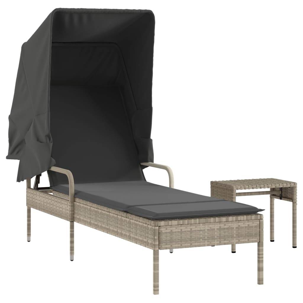 Bain de Soleil Rotin Synthétique Table et Toit Gris Clair – ComfortXL Outdoor Living - Image 2