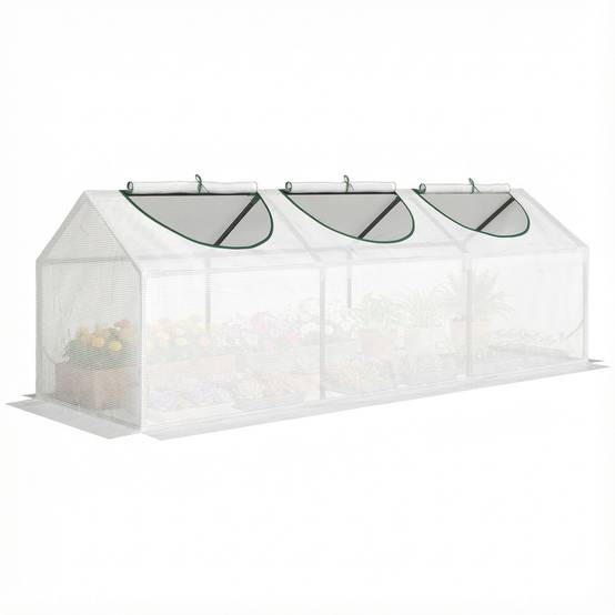 Serre de jardin mini serre 3 fenêtres enroulables couverture en PE haute densité 140 g/m² 180 x 60 x 60 cm blanc - Image 1