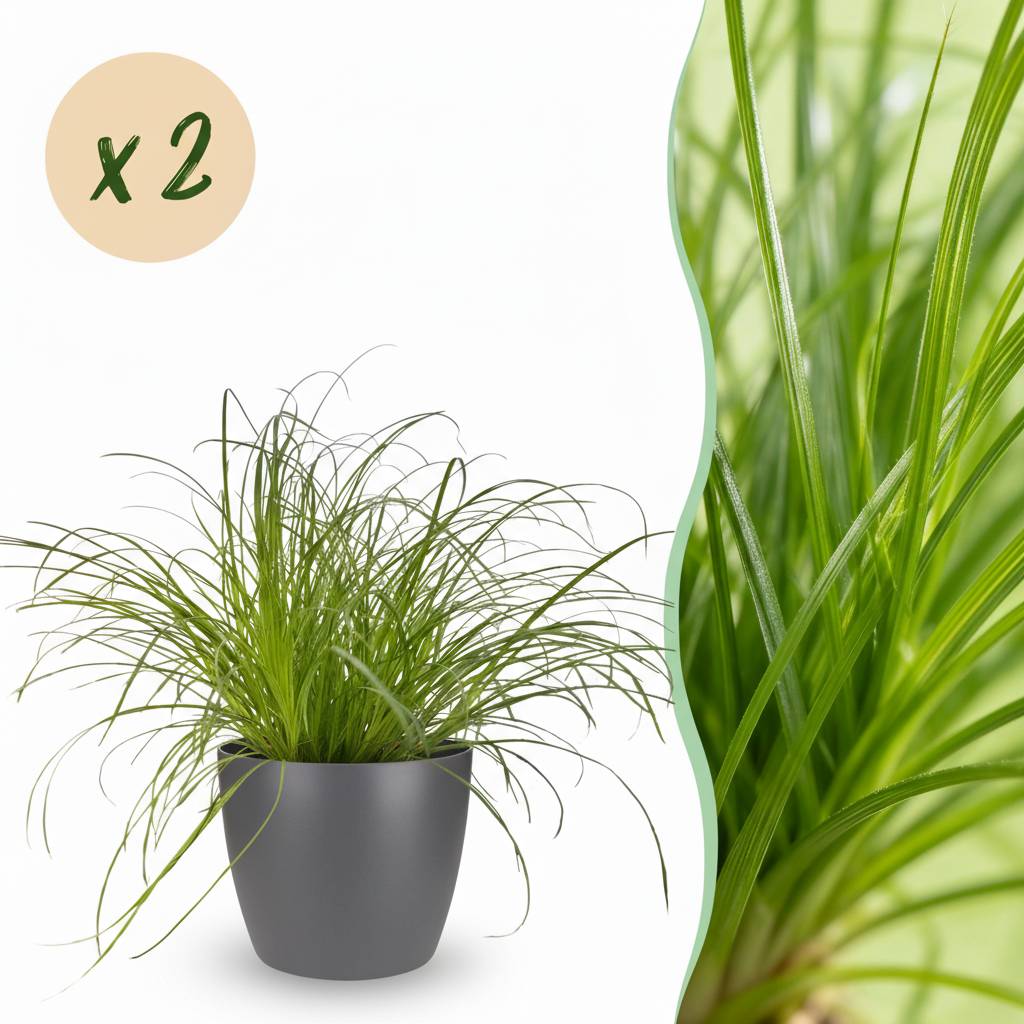 Cyperus alternifolius Zumula - Pet-friendly - Pot de 12cm - Hauteur 20cm - 2 plantes - Gris - Plantes d'intérieur - Image 1