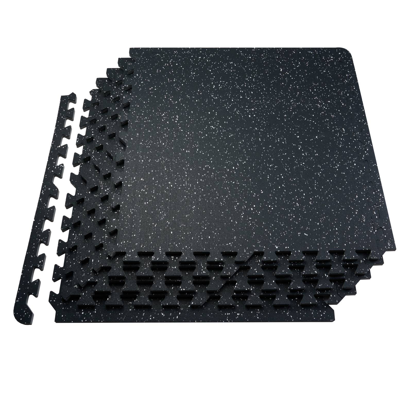 VEVOR Tapis de sol salle de sport 0.56", 25 carreaux caoutchouc EVA 24"x24", couverture 100 pi², noir et blanc. - Image 1