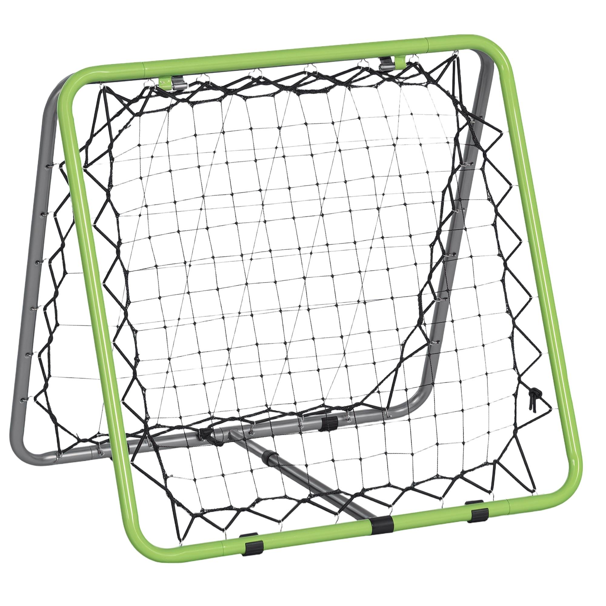 Filet de rebond mural pour football, baseball et basketball, double face, réglable en 5 positions, en métal, vert et noir, 75 x 75 x 64 cm