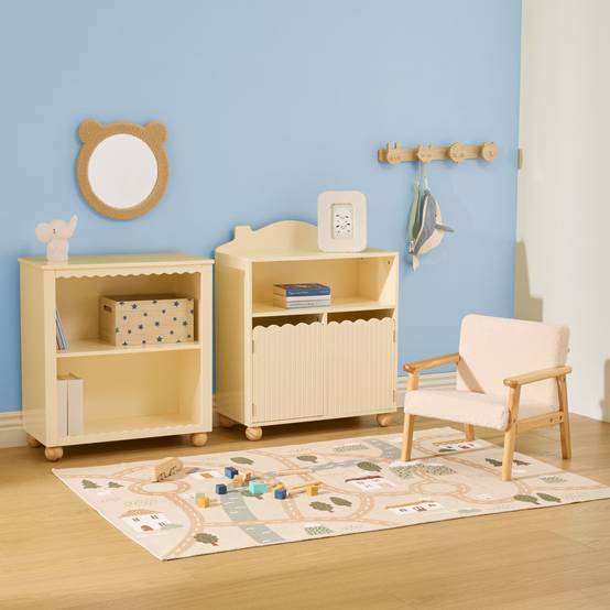 Bibliothèque enfant 2 portes et 1 niche BOULI - Beige - Atmosphera - Image 2