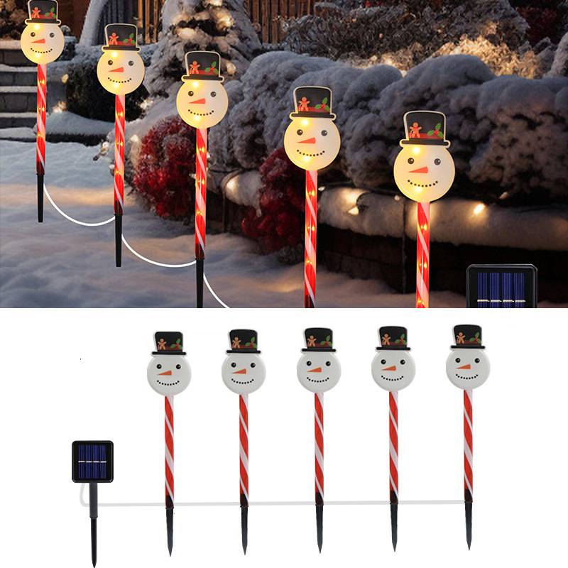5 PCS Lumières Solaires De Canal De Noël, Lumières De Paysage Imperméables Lumières LED De Décoration De Noël, Lumière Chaude, Convient pour cour - Image 1