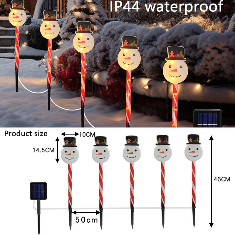5 PCS Lumières Solaires De Canal De Noël, Lumières De Paysage Imperméables Lumières LED De Décoration De Noël, Lumière Chaude, Convient pour cour - Image 2