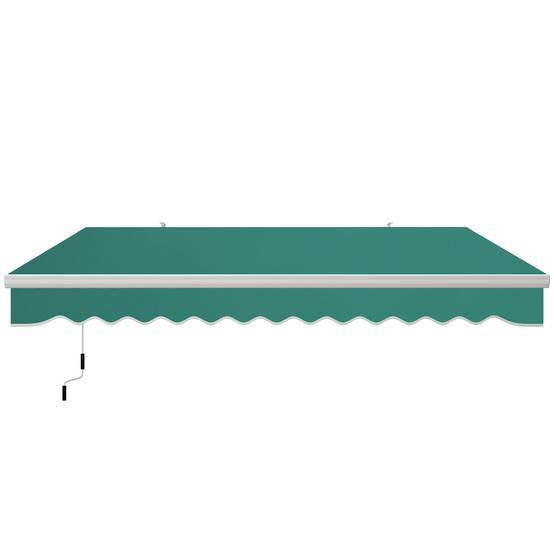 Sans Marque - Store banne manuelle 395 x 245 cm avec manivelle, pour balcon, terrasse ou patio, en aluminium et toile polyester 280 g/m², anti-UV, verte - Image 2