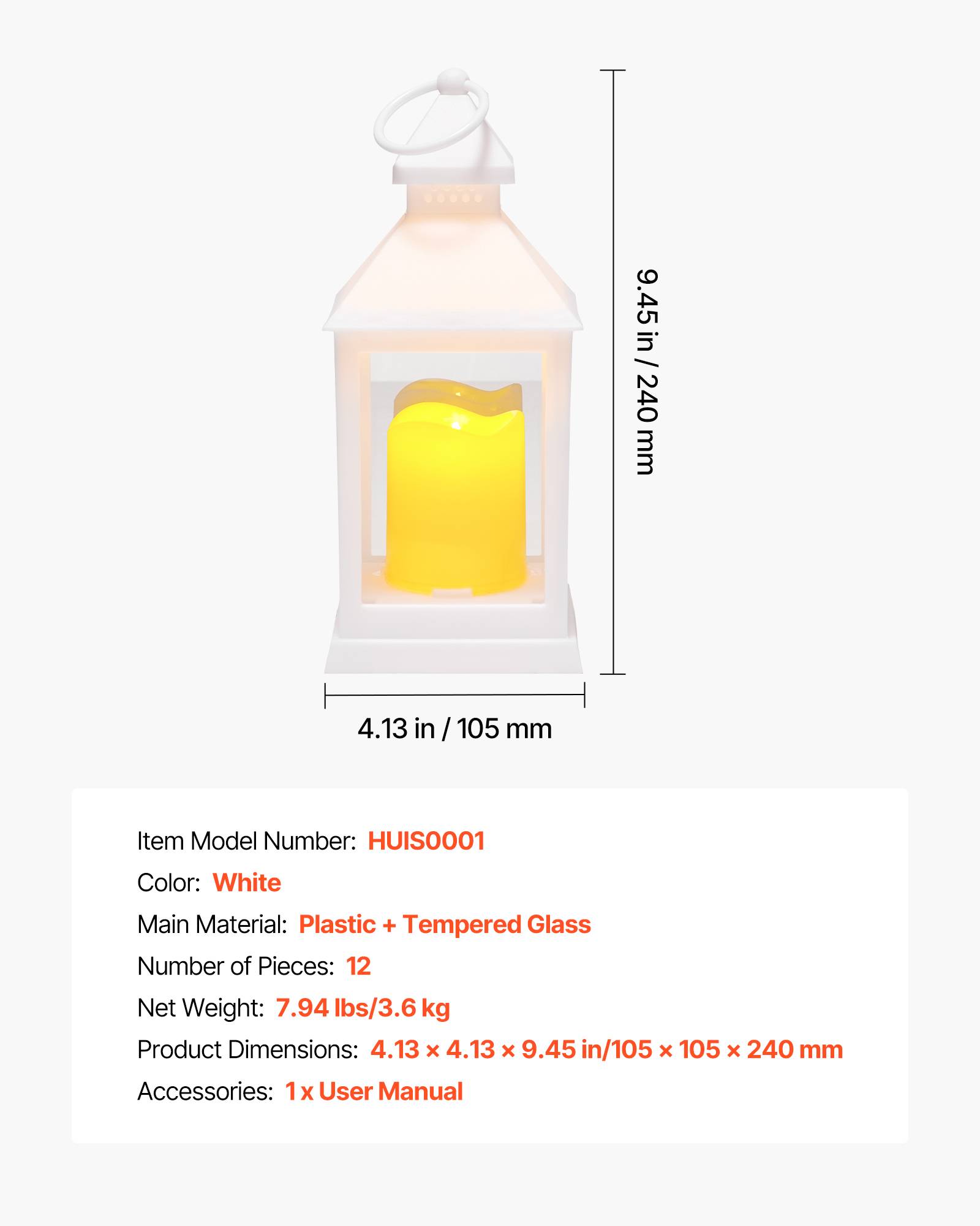 VEVOR Lanterne Bougie Électrique Décorative Extérieur LED sans Flamme Lot de 12 - Image 7