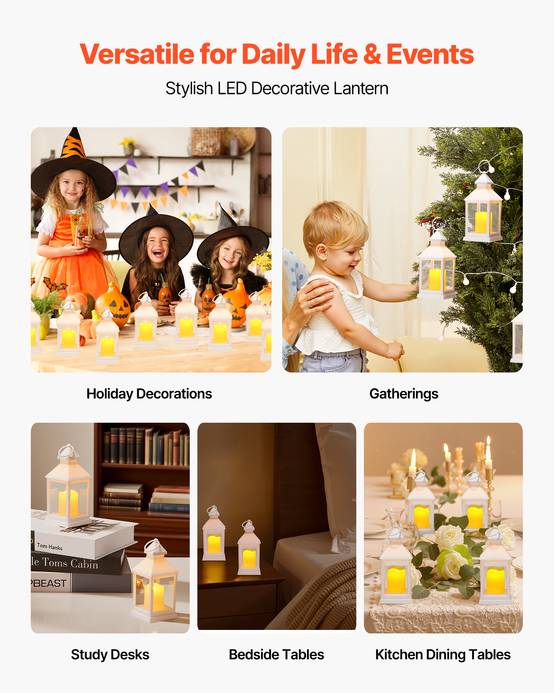 VEVOR Lanterne Bougie Électrique Décorative Extérieur LED sans Flamme Lot de 12 - Image 6
