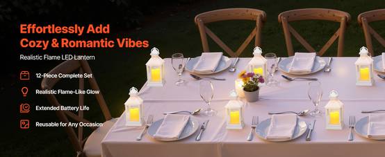VEVOR Lanterne Bougie Électrique Décorative Extérieur LED sans Flamme Lot de 12 - Image 9