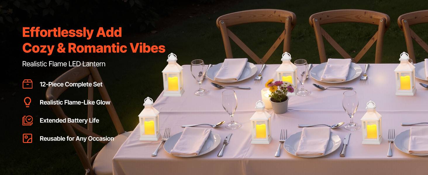 VEVOR Lanterne Bougie Électrique Décorative Extérieur LED sans Flamme Lot de 12 - Image 9
