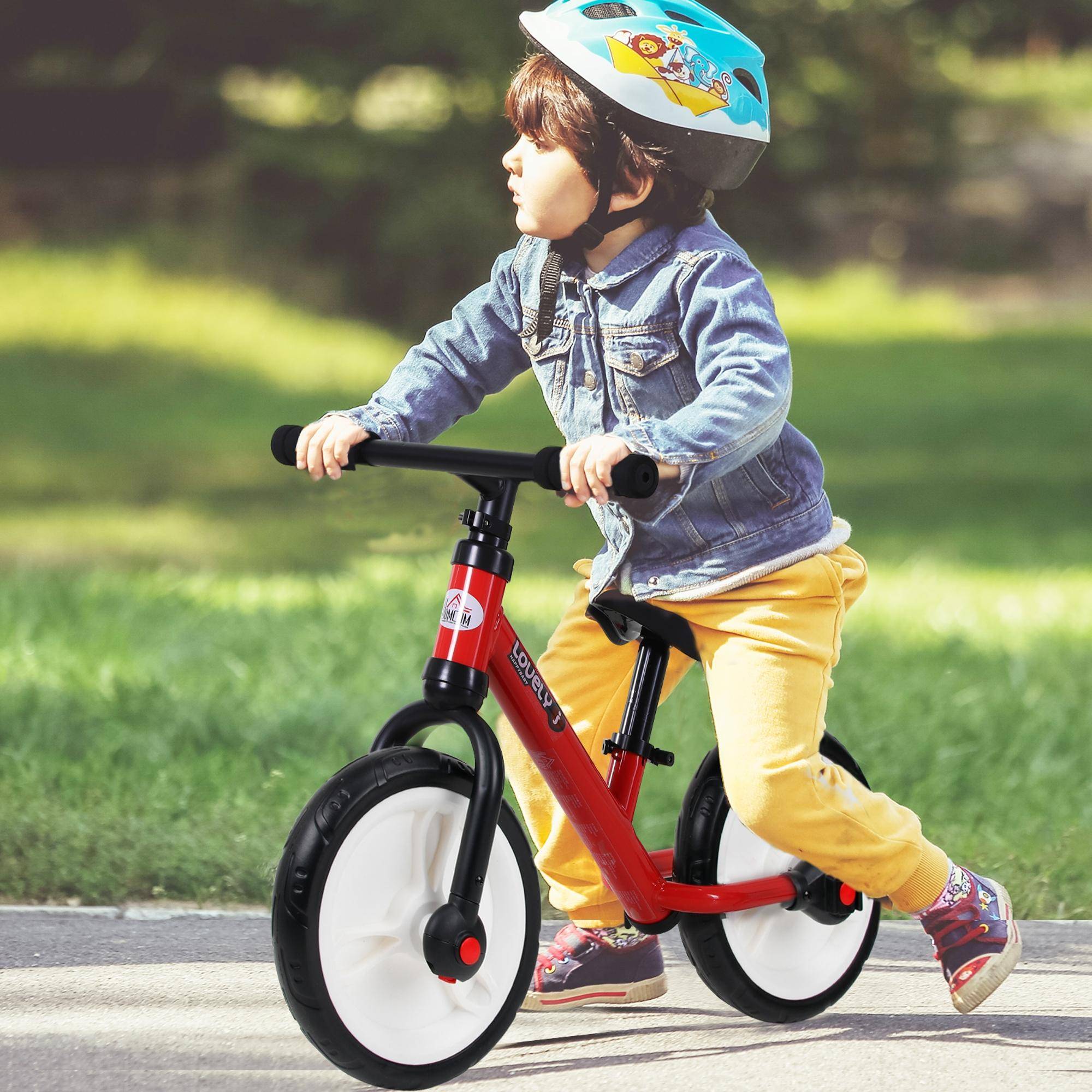 Vélo Enfant draisienne 2 en 1 roulettes et pédales Amovibles Roues 12" Hauteur Selle réglable pour enfants de 2 à 5 ans Acier Rouge - Image 4